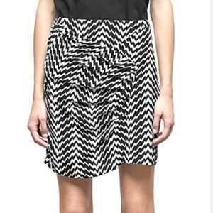The Kooples Black & White Draped Mini Skirt SZ French 3 US 6/8 Mod Chic